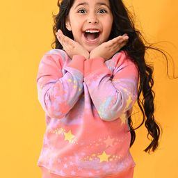 Anthrilo Girls Pink Tie & Dye Printed Sweatshirt-picture-33