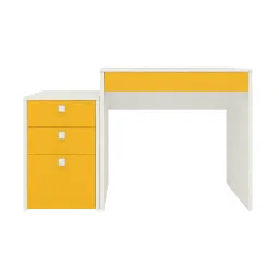 adona Eskada Kids Study Desk cum Printer Table with 4 Drawers in Mango Yellow Colour image 4