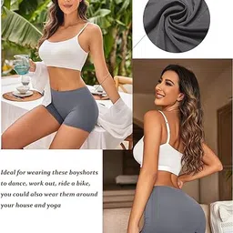 louryn koulyn Boyshort Panties Women's Soft Underwear Briefs Invisible Hipster 3 Pack Seamless Boxer Brief Panties S-3XL image 4