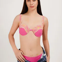 CURWISH Self Design Balcony Push-Up Bra Lingerie Set image 2