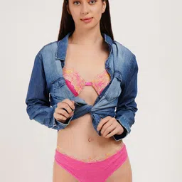 CURWISH Self Design Balcony Push-Up Bra Lingerie Set image 5