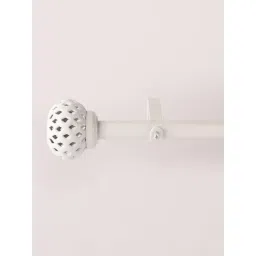 The Decor Mart 84"-144" Perforated White Metal Finial Extendable Curtain Rod White 19Mm (Hardware Inc.) image 4