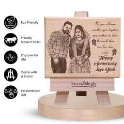 GFTBX Personalized Wooden Engraved Photo Frame for Anniversary Gift (5x4 Inches, Wood), Tabletop Rectangular image 5