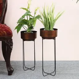 Antique Copper & Matt Black Metal Planter-image-31