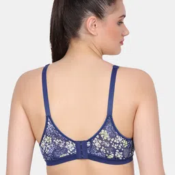 Amour Secret Black & Blue Floral Bra Full Coverage Lightly Padded image 5
