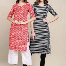 7threads KALINI Women Pack Of 2 Ethnic Motifs Printed Crepe Kurta image 1