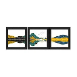 SAF White & Beige 3 Pieces Nature Art Printed Framed UV Coating Square Wall Paintings image 2