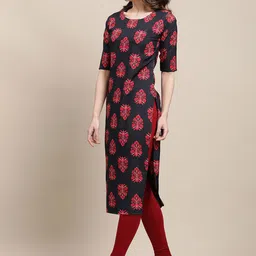 7threads KALINI Women Pack of 2 Geometric Printed Crepe Kurta image 4