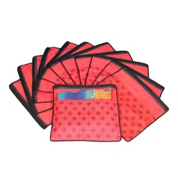 prettykrafts Set Of 12 Red & Top Transparent Solid Single Packing Saree Cover Organizers image 1