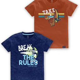 CODEZ Boys Pack of 2 Typography Printed Cotton T-shirts-picture-44