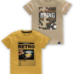 CODEZ Boys Pack Of 2 Typography Printed Round Neck Cotton T-shirt-picture-1