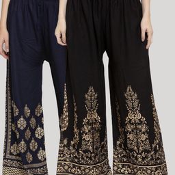 Clora Creation Women Pack of 2 Floral Printed Knitted Ethnic Palazzos-picture-49