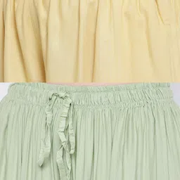 Clora Creation Women Pack Of 2 Green & Yellow Solid Flared Palazzo image 3
