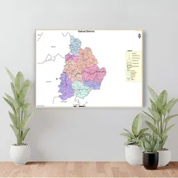 Wallpics White & Blue Dahod District Map Printed Water Resistant Wall Sticker-picture-35