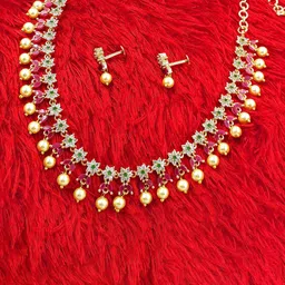 Anujeet Fashion Hub Gold-Plated Stone-Studded & Beaded Jewellery Set-picture-33
