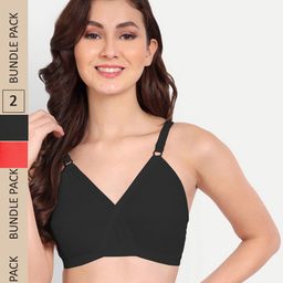 FIMS Pack of 2 Non Paddded Full Coverage Cotton Everyday Bra-picture-24