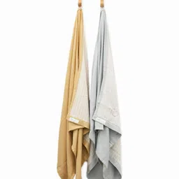 Doctor Towels Grey & Gold-Toned 2 Pieces Striped Aloevera Double Cloth 350 GSM Bath Towel-image-35