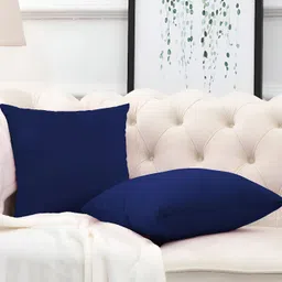 DADDY COOL Navy Blue 2 Pieces Microfiber Filled Square Cushions With Covers image 1