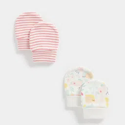 mothercare Infants Pack Of 2 Printed Pure Cotton Mittens-image-97