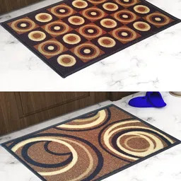 Athom Trendz Set Of 2 Brown & Black Printed Anti Skid Doormats image 1
