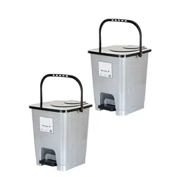 Kuber Industries Grey 2 Pieces Pedal Dustbins - 10 L Each image 3