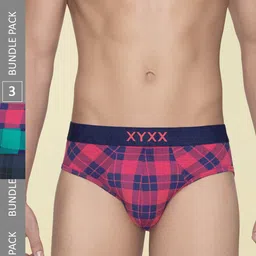 XYXX Pack Of 3 Checked Anti Microbial Modal Briefs XYBRF3PCKN966-picture-26