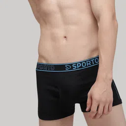 SPORTO Men Pack Of 3 Cotton Trunks SP-TRM1020-BLK-S-3PC image 2
