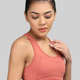 CHKOKKO Full Coverage Lightly Padded Dry Fit Workout Bra with All Day Comfort image 4