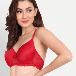 FIMS Pack of 2 Rapid-Dry Lace Lightly Padded Bra Fancy_Pad_Bra_RedBlue image 5