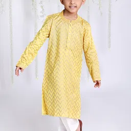 KID1 Boys Chevron Printed Straight Kurta with Pyjamas image 2