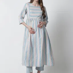 Moms Maternity Ethnic Motifs Printed Regular Kurta with Trousers-picture-24