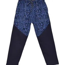 SWEET ANGEL Boys Navy Blue Printed Pure Cotton Track Pants-picture-40