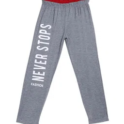SWEET ANGEL Boys Grey Melange Typography Printed Pure Cotton Track Pants-picture-50