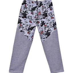 SWEET ANGEL Boys Grey Melange & Black Printed Pure Cotton Track Pant-picture-45