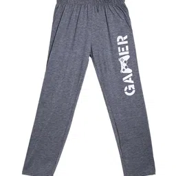 SWEET ANGEL Boys Charcoal Grey Solid Straight-Fit Pure Cotton Track Pants-picture-14