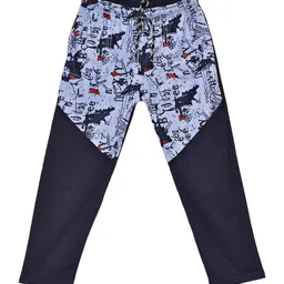 SWEET ANGEL Boys Navy Blue Printed Pure Cotton Regular Fit Track Pants-picture-54