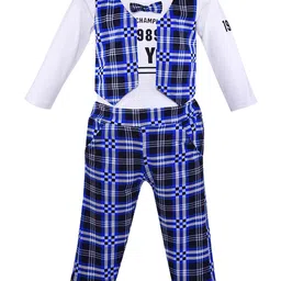 Wish Karo Girls Blue & White Checked T-shirt with Trousers-picture-21