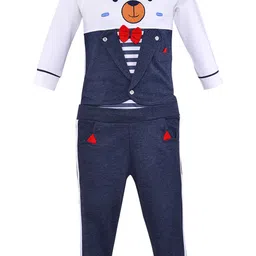 Wish Karo Girls Navy Blue & White Printed T-shirt with Trousers-picture-40