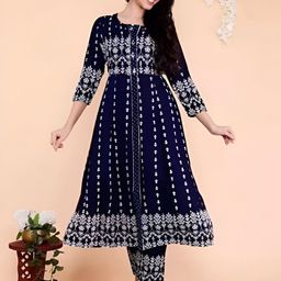 BAESD Floral Printed Round Neck Kurta with Trousers-image-92