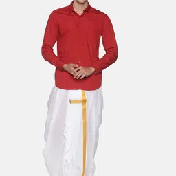 Sethukrishna Men White Readymade Cotton Dhoti image 4