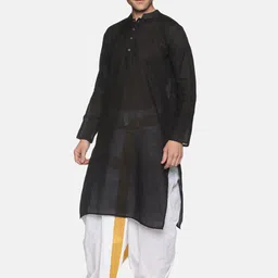 Sethukrishna Men White & Gold-Coloured Solid Readymade Dhoti Pant image 4