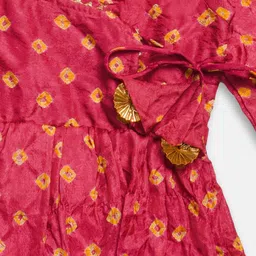 Cute Couture Girls Bandhani Printed Regular Kurta with Sharara image 4