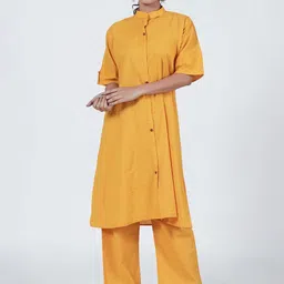 TJORI Striped Mandarin Collar Straight Kurta with Trousers-picture-36