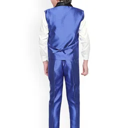 Jeetethnics Boys Blue & White Solid Shirt with Trousers image 3