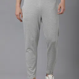 MADSTO Men Grey Solid Pure Cotton Slim-Fit Track Pants-picture-28