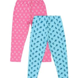 Bodycare Kids Infant Girls Pack of 2 Pink & Turquoise Blue Printed Cotton Track Pant-picture-6