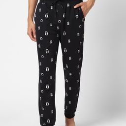 Ajile by Pantaloons Men Black Printed Cotton Lounge Joggers-picture-36