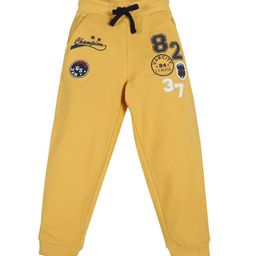 PLUM TREE Boys Yellow Typography Printed Loose-Fit Pure Premium Cotton Joggers-picture-22