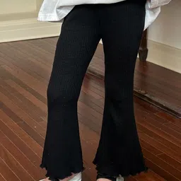 LULU & SKY Girls Rib-Knit Lettuce-Trimmed Flared Trousers-picture-10