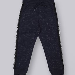 PLUM TREE Boys Navy Blue & White Printed Pure Cotton Straight-Fit Joggers-picture-8